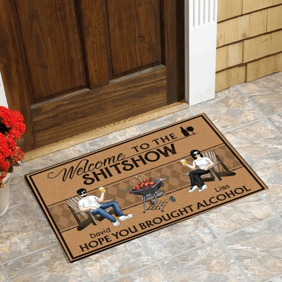 Welcome To The Shitshow - Personalized Doormat, Gift For Family, Husband & Wife Doormat