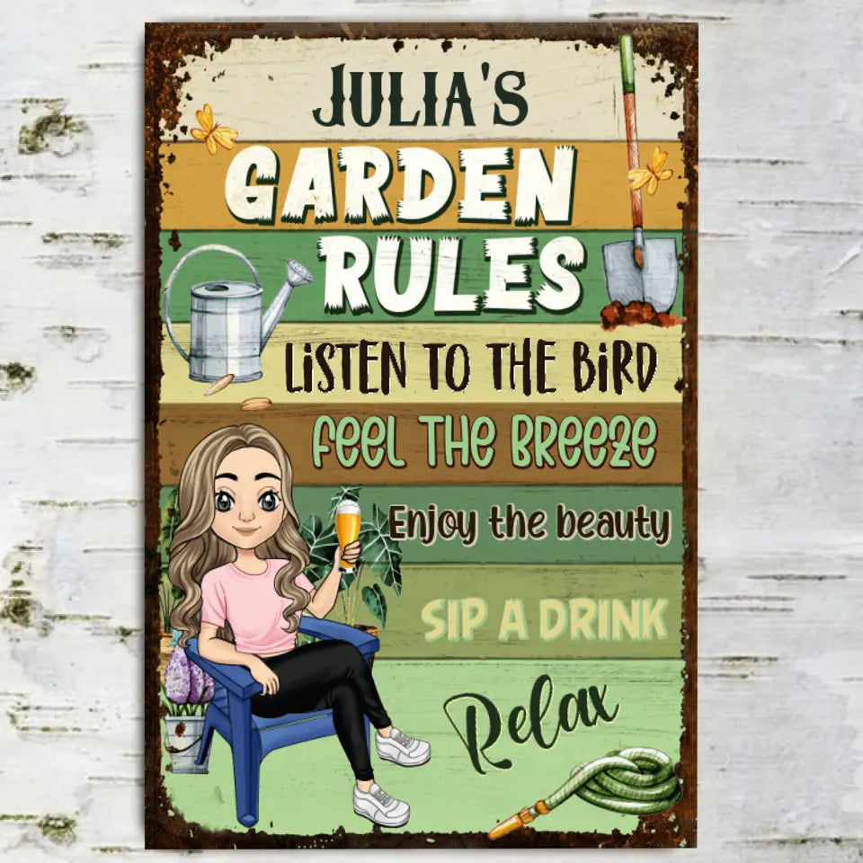 Garden Rules - Personlaized Metal Sign