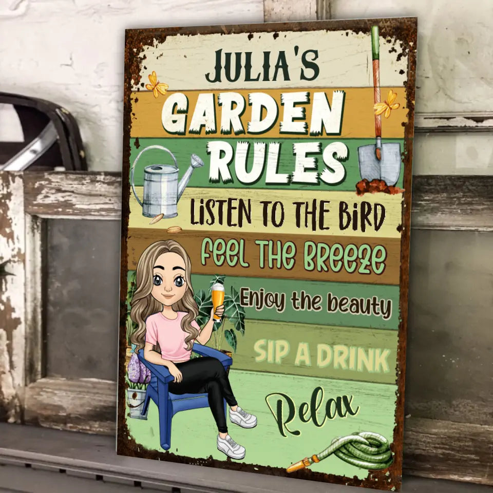 Garden Rules - Personlaized Metal Sign