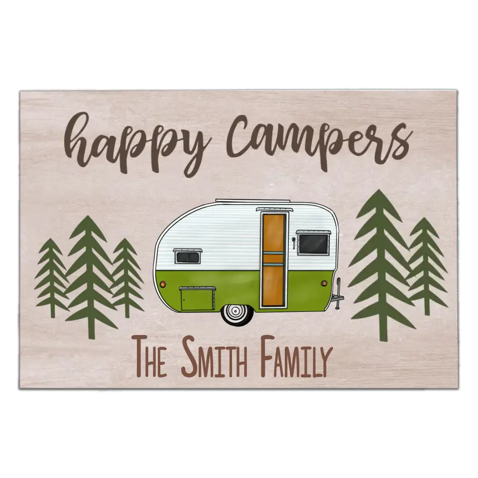 Happy Campers - Personalized Doormat, Gift For Camper