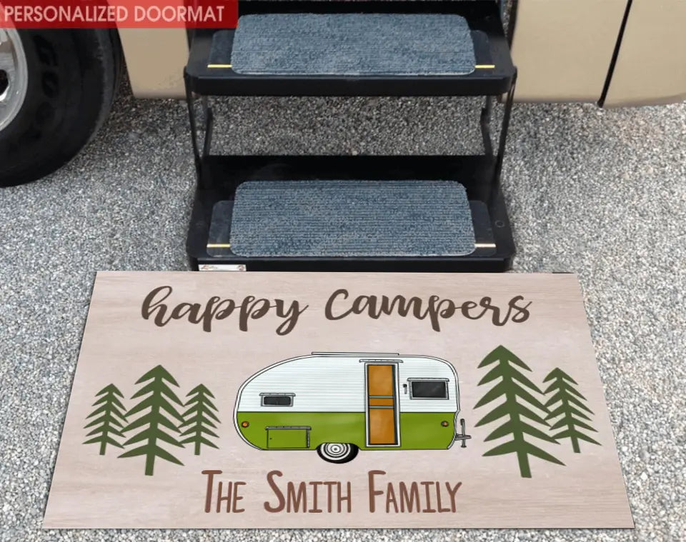 Happy Campers - Personalized Doormat, Gift For Camper