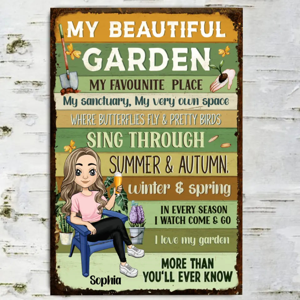 My Beautiful Garden My Favounite  Place - Personalized Metal Sign