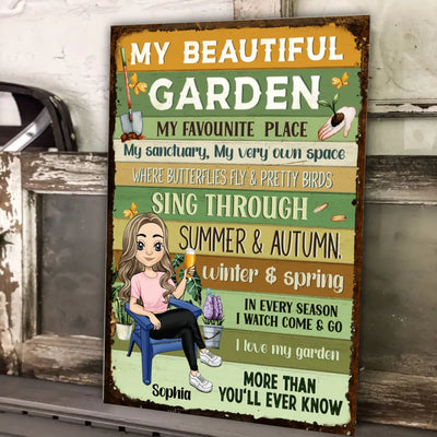 My Beautiful Garden My Favounite  Place - Personalized Metal Sign