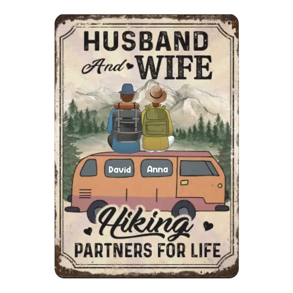 Husband And Wife Hiking Partners For Life - Personalized T-shirt, Gift For Hiking Lover