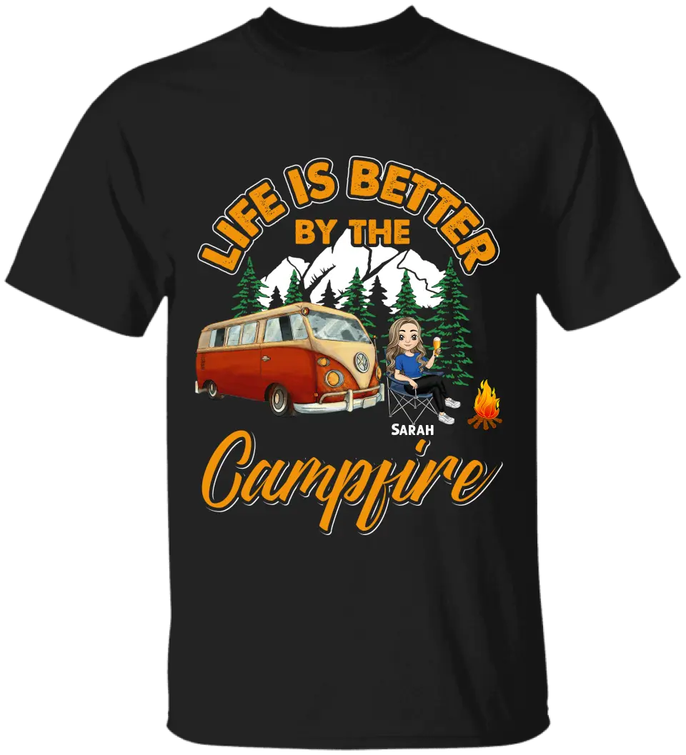 Life Is Better By The Campfire T-Shirt, Camper Shirt, Camp Lover - Personalized TShirt