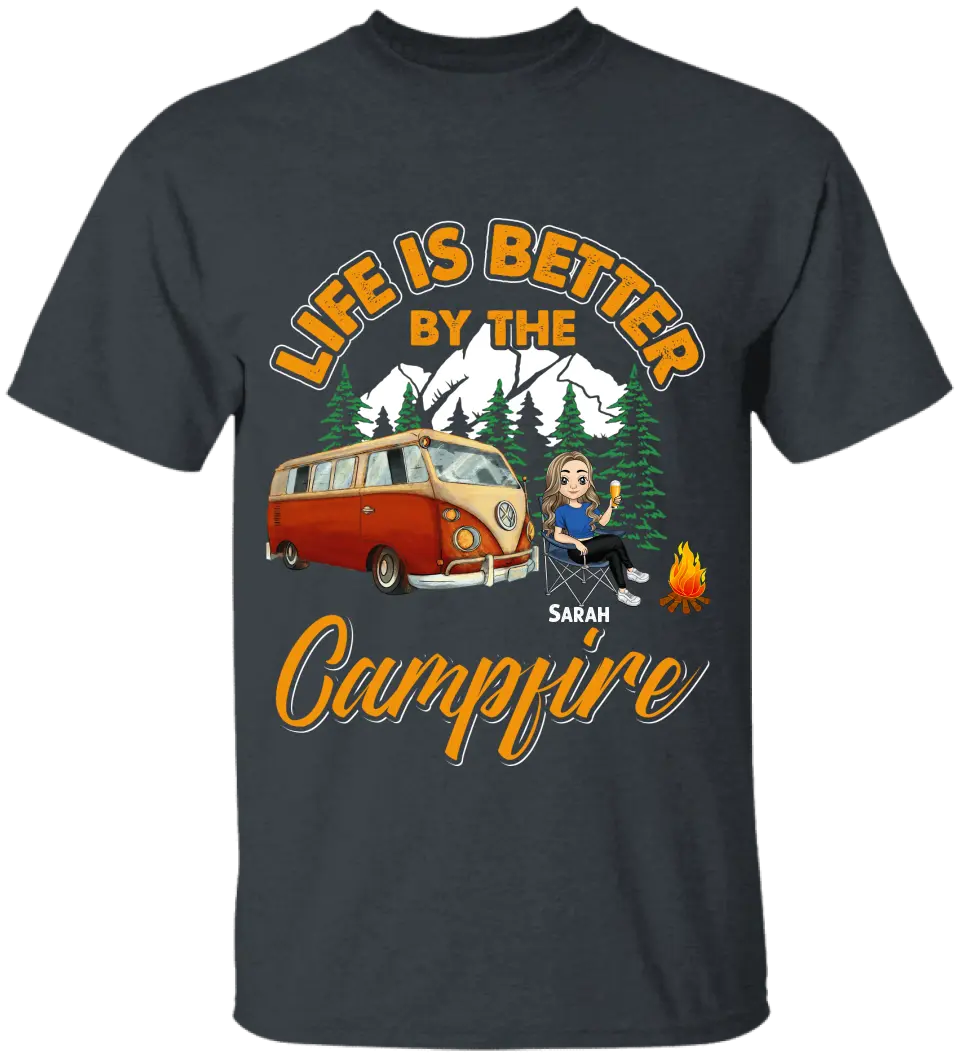 Life Is Better By The Campfire T-Shirt, Camper Shirt, Camp Lover - Personalized TShirt