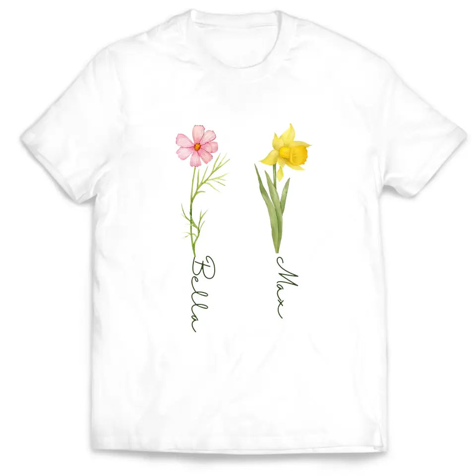 Custom Birth Month Birth Flower - Personalized T-Shirt