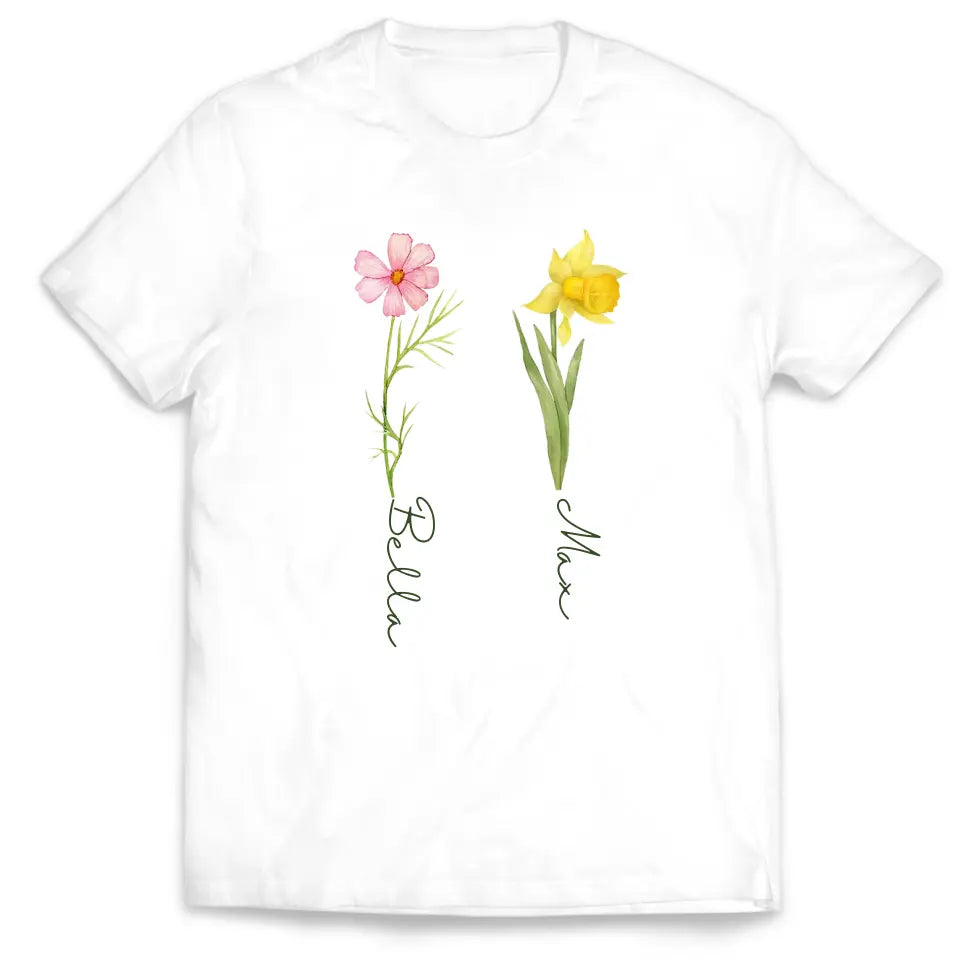 Custom Birth Month Birth Flower - Personalized T-Shirt