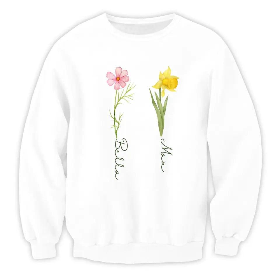 Custom Birth Month Birth Flower - Personalized T-Shirt