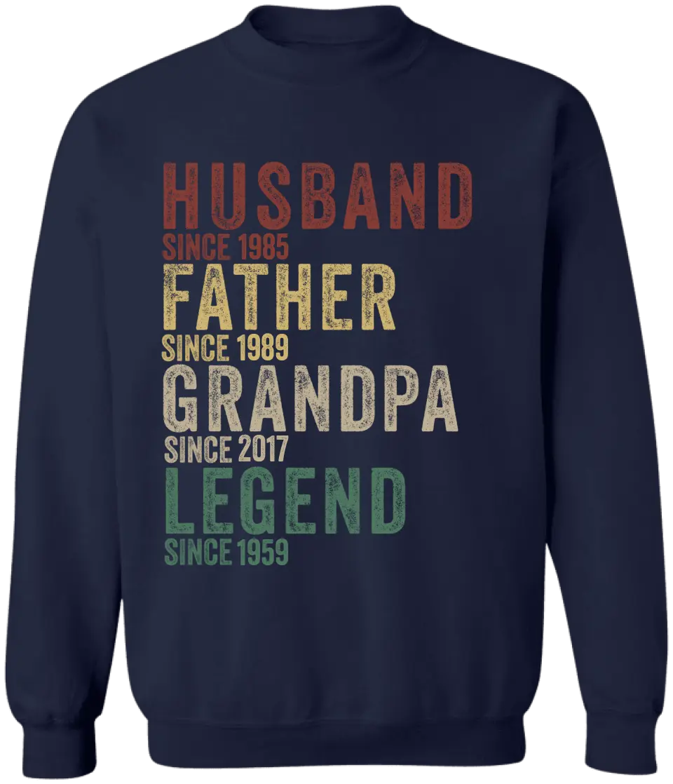 Husband Father Grandpa Legend - Personalized Year T-Shirt, Father's Day Gift