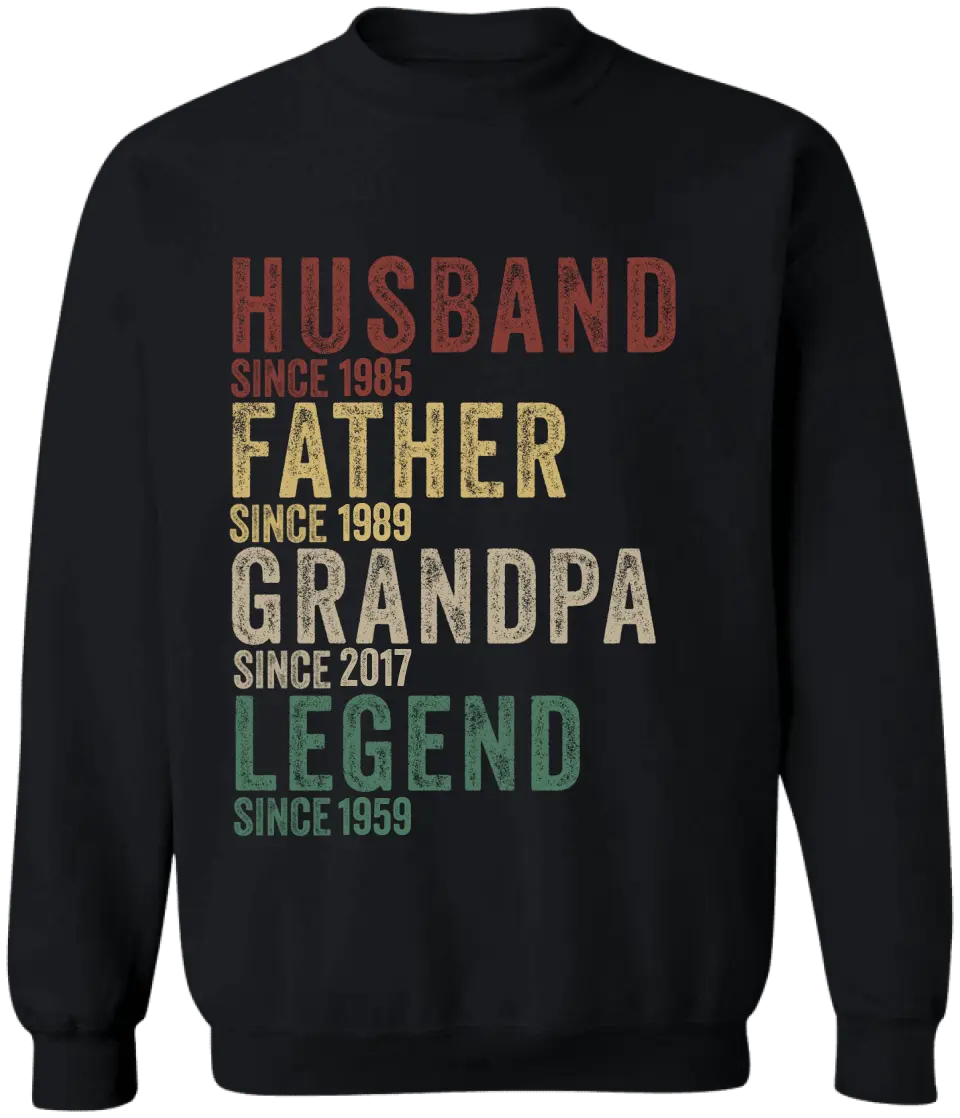 Husband Father Grandpa Legend - Personalized Year T-Shirt, Father's Day Gift
