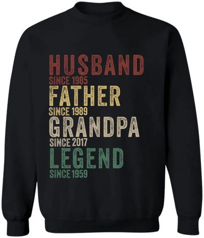Husband Father Grandpa Legend - Personalized Year T-Shirt, Father's Day Gift