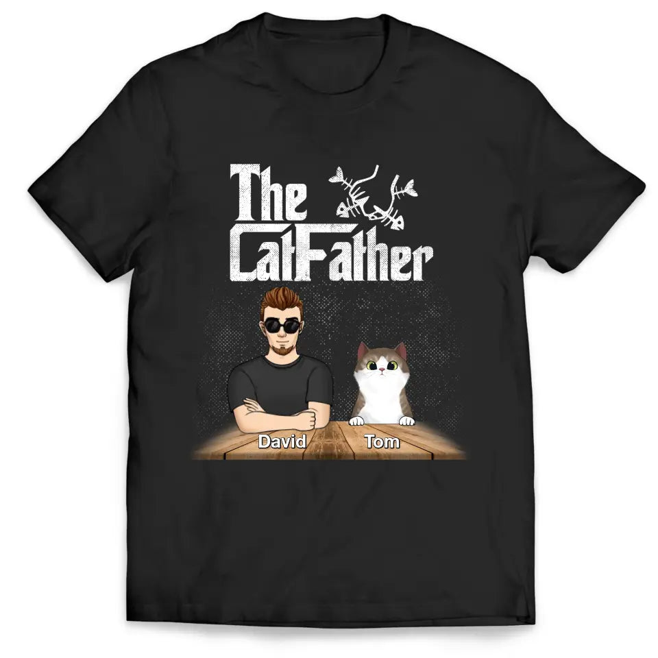 Best Cat Dad Ever The Catfather - Personalized T-shirt, Gift for Cat Lover, Father’s Day Gifts
