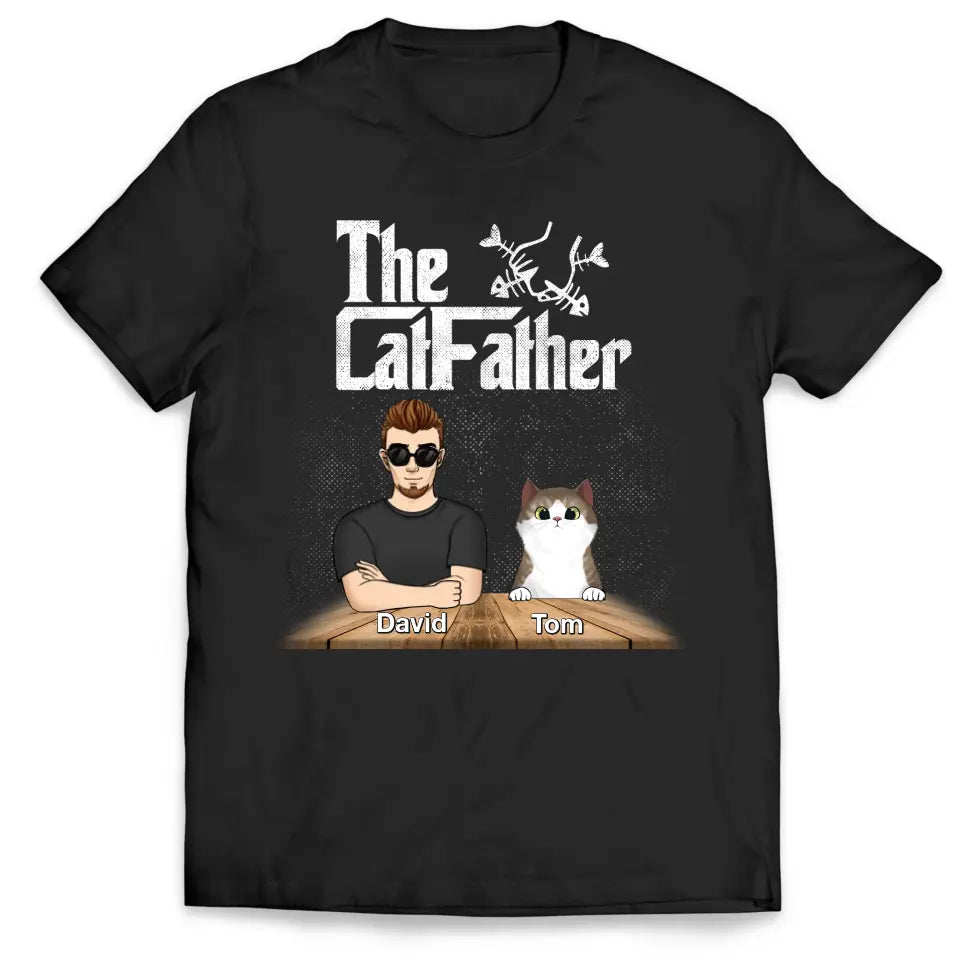 Best Cat Dad Ever The Catfather - Personalized T-shirt, Gift for Cat Lover, Father’s Day Gifts