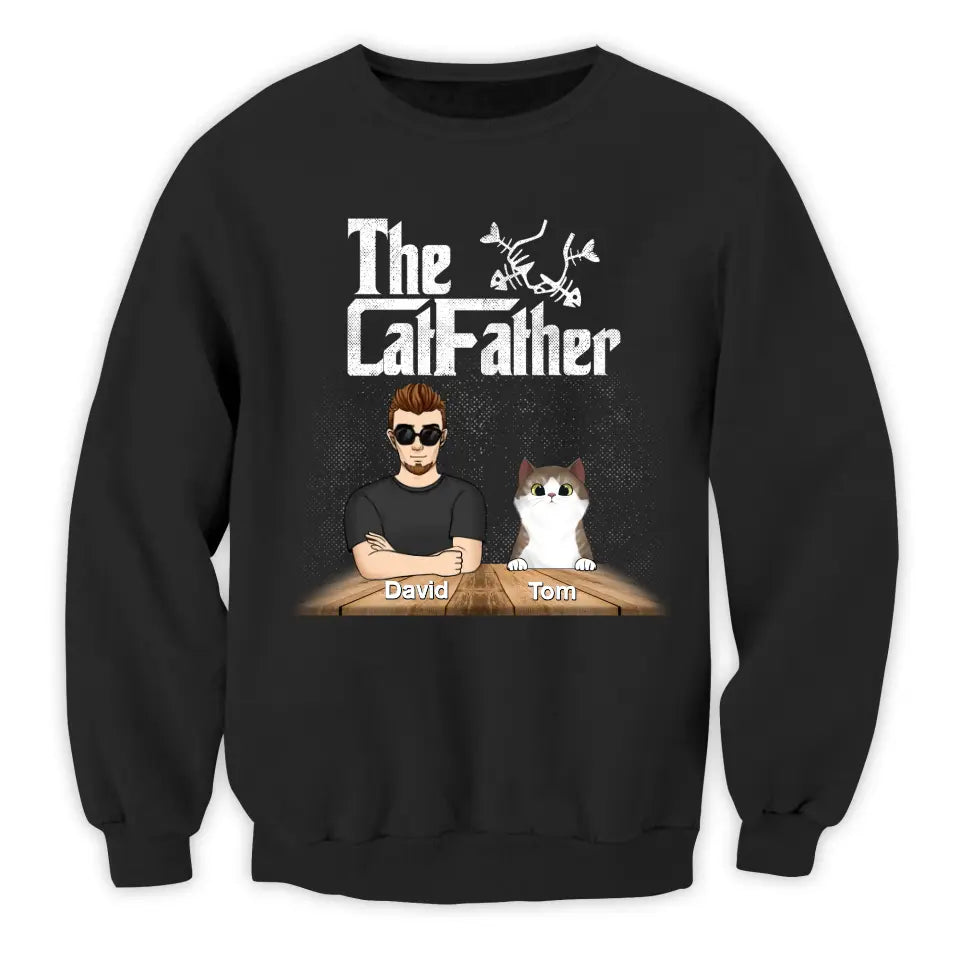 Best Cat Dad Ever The Catfather - Personalized T-shirt, Gift for Cat Lover, Father’s Day Gifts