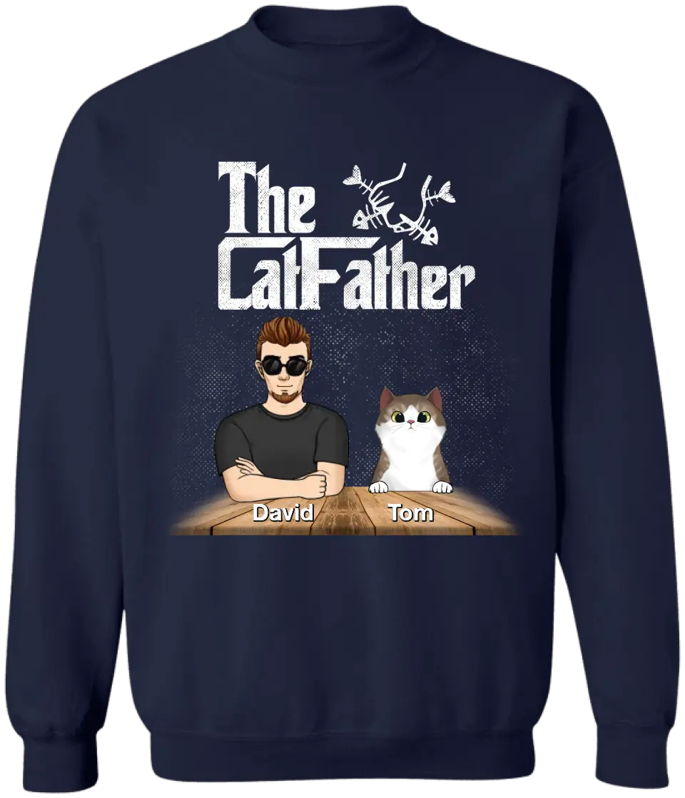 Best Cat Dad Ever The Catfather - Personalized T-shirt, Gift for Cat Lover, Father’s Day Gifts