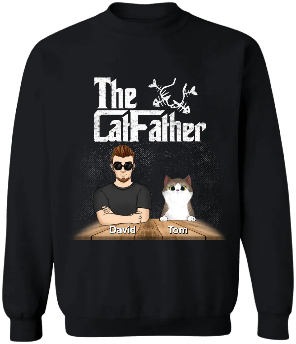 Best Cat Dad Ever The Catfather - Personalized T-shirt, Gift for Cat Lover, Father’s Day Gifts