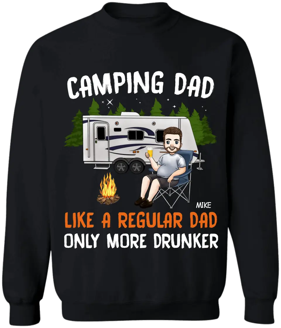 Camping Dad Like A Normal Dad Only More Drunker - Personalized T-shirt, Camping Gifts for Dad, Camper