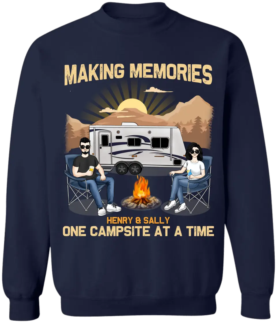 Making Memories One Campsite At A Time - Personalized T-Shirt, Gift For Camping Couple