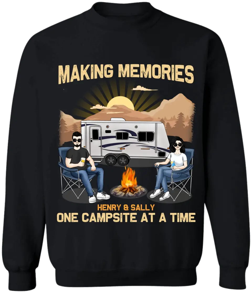 Making Memories One Campsite At A Time - Personalized T-Shirt, Gift For Camping Couple