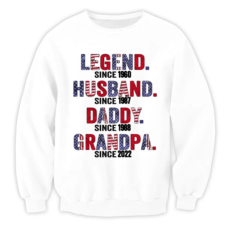 Legend Husband Daddy Papa - Personalized T-Shirt, Gift for 4th Of July
