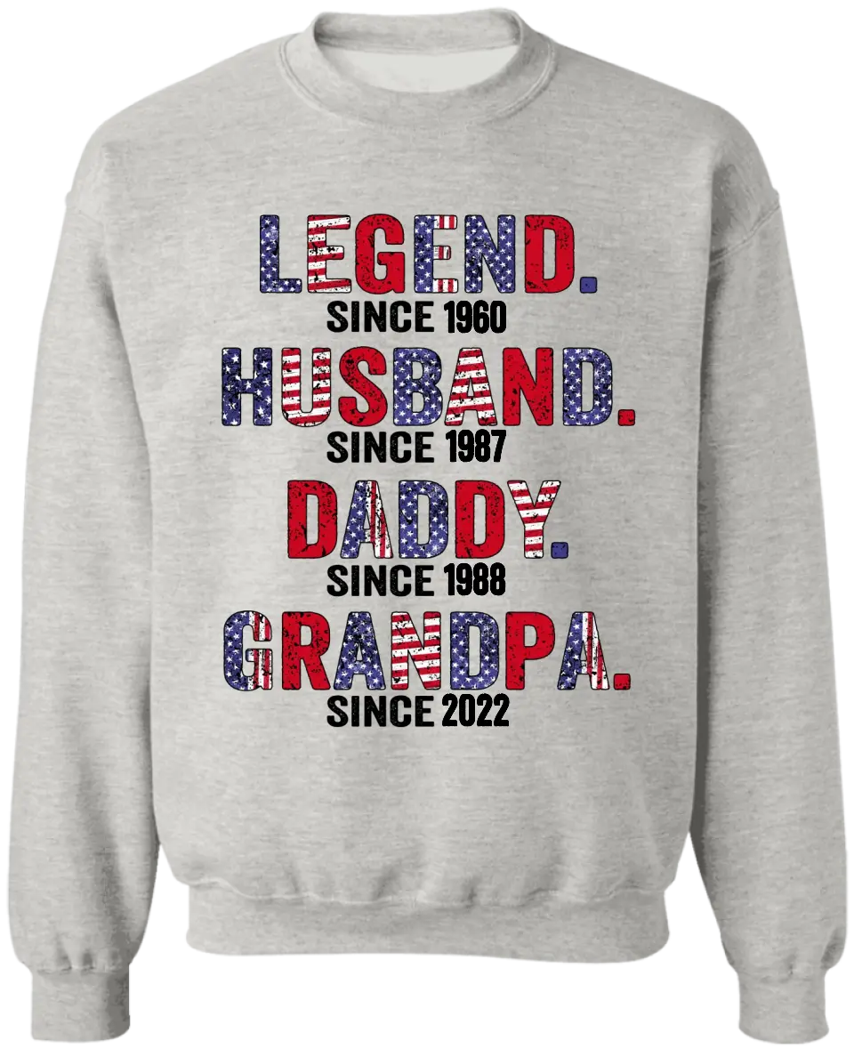 Legend Husband Daddy Papa - Personalized T-Shirt, Gift for 4th Of July