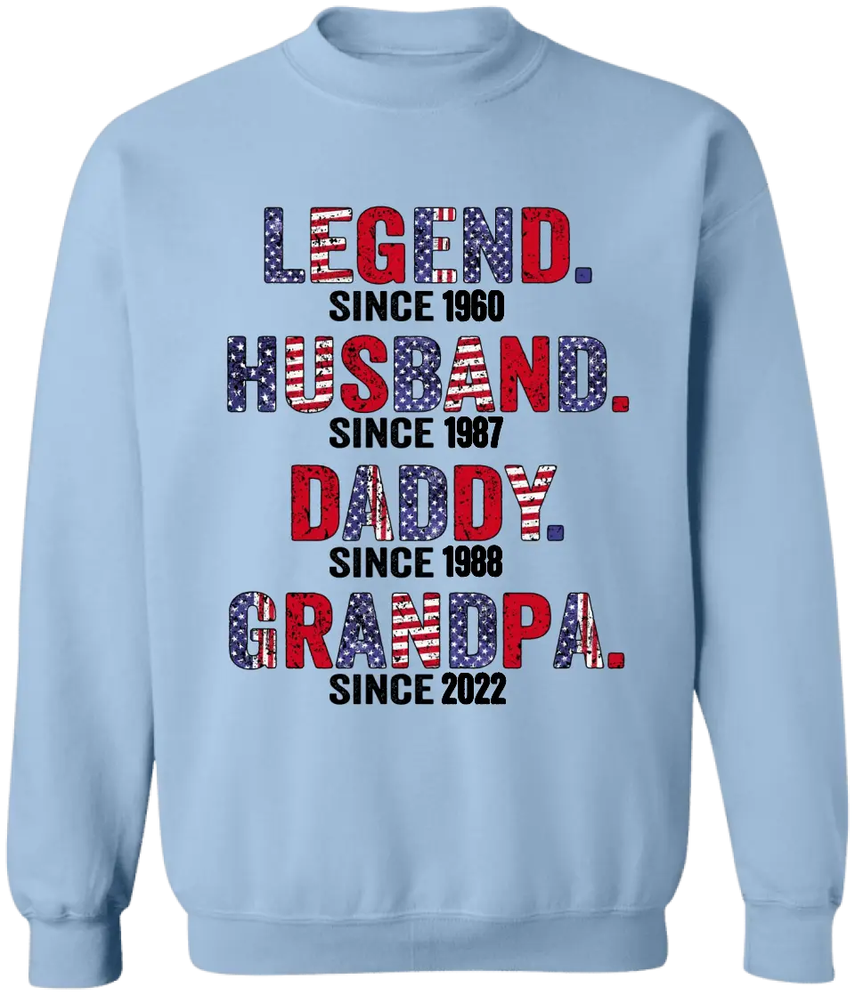 Legend Husband Daddy Papa - Personalized T-Shirt, Gift for 4th Of July