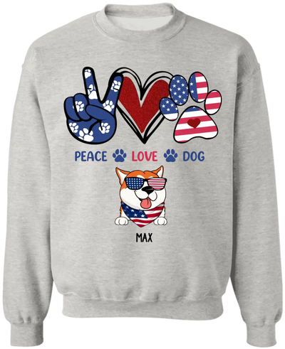 Peace Love Dogs - Personalized T-Shirt, Gift For Dog Lover, Gift For 4th Of July
