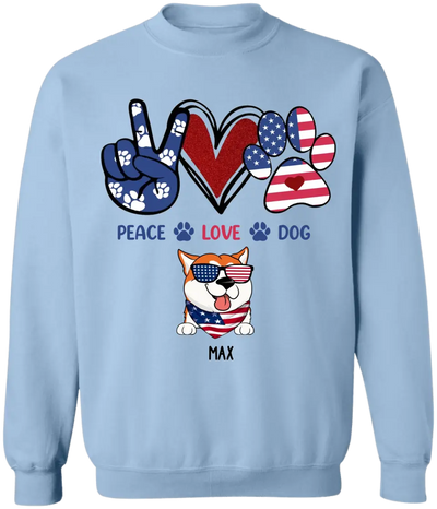 Peace Love Dogs - Personalized T-Shirt, Gift For Dog Lover, Gift For 4th Of July