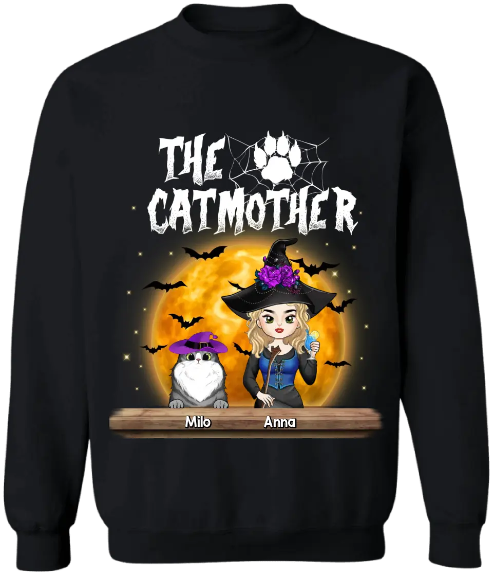 The CatMother - Personalized T-Shirt, Halloween Gift For Cat Lovers