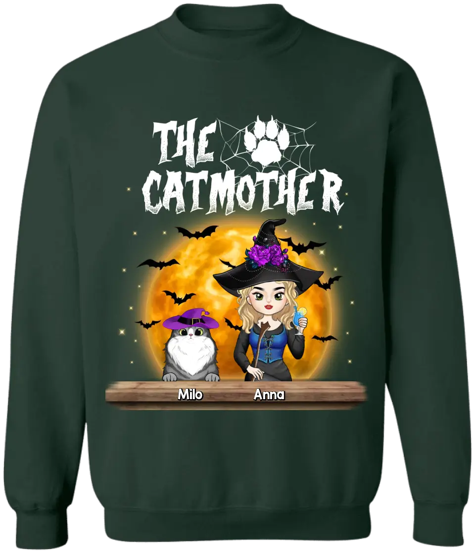 The CatMother - Personalized T-Shirt, Halloween Gift For Cat Lovers