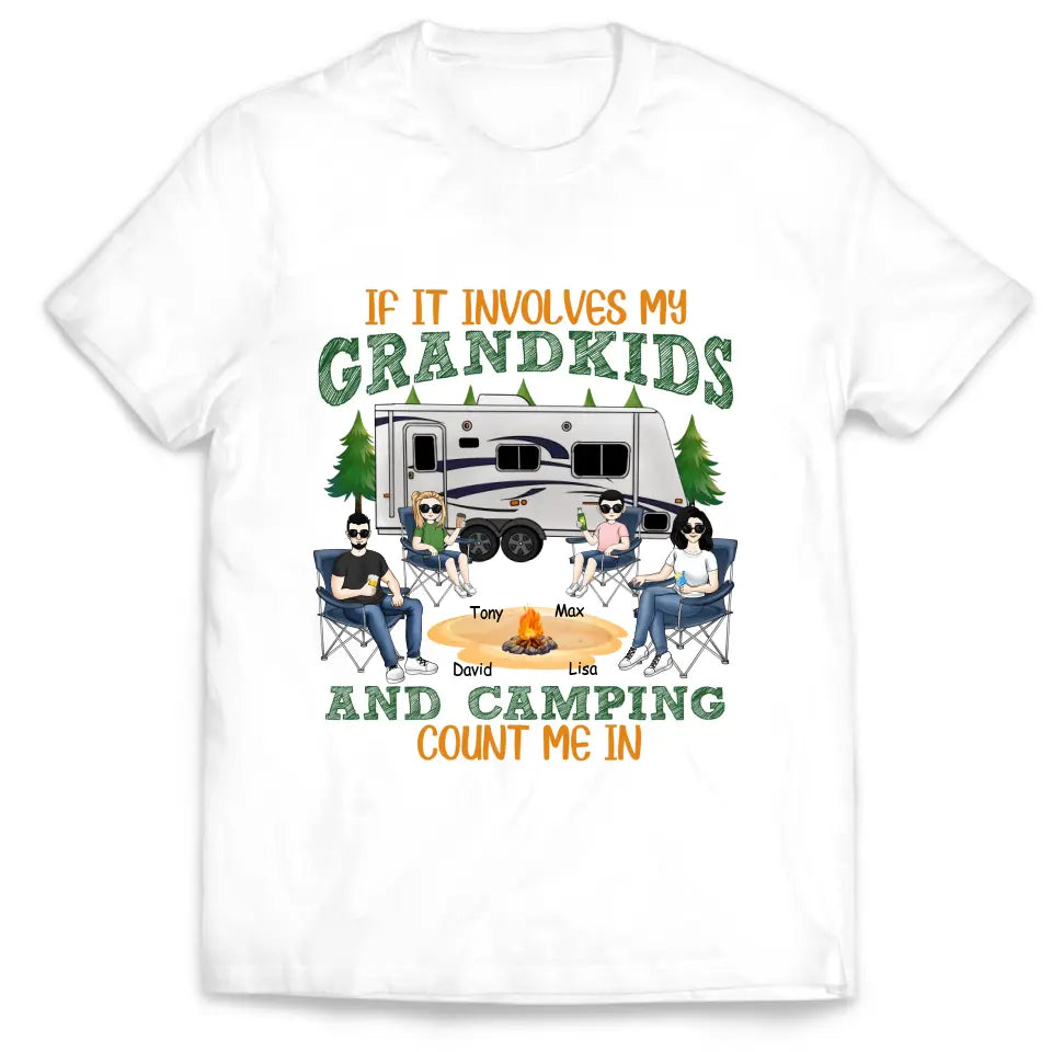 If It Involves My Grandkids And Camping Count Me In - Personalized T-Shirt, Gift For Camping Lover