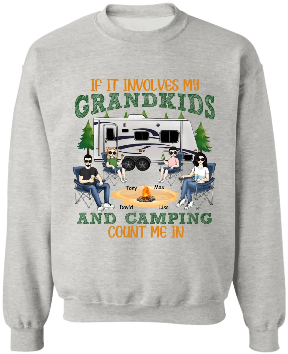 If It Involves My Grandkids And Camping Count Me In - Personalized T-Shirt, Gift For Camping Lover