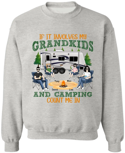 If It Involves My Grandkids And Camping Count Me In - Personalized T-Shirt, Gift For Camping Lover