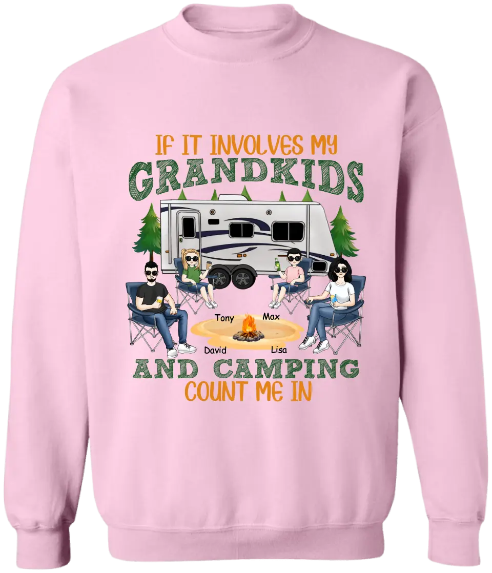 If It Involves My Grandkids And Camping Count Me In - Personalized T-Shirt, Gift For Camping Lover