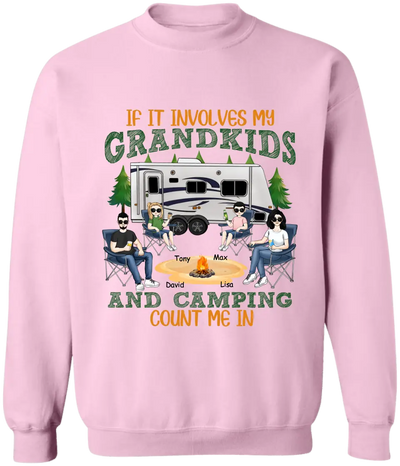 If It Involves My Grandkids And Camping Count Me In - Personalized T-Shirt, Gift For Camping Lover