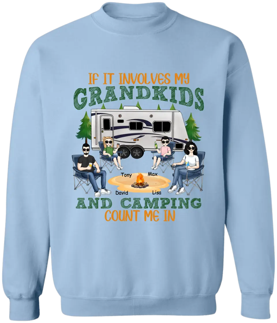 If It Involves My Grandkids And Camping Count Me In - Personalized T-Shirt, Gift For Camping Lover