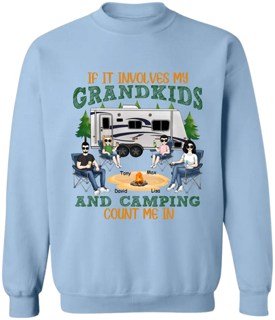 If It Involves My Grandkids And Camping Count Me In - Personalized T-Shirt, Gift For Camping Lover