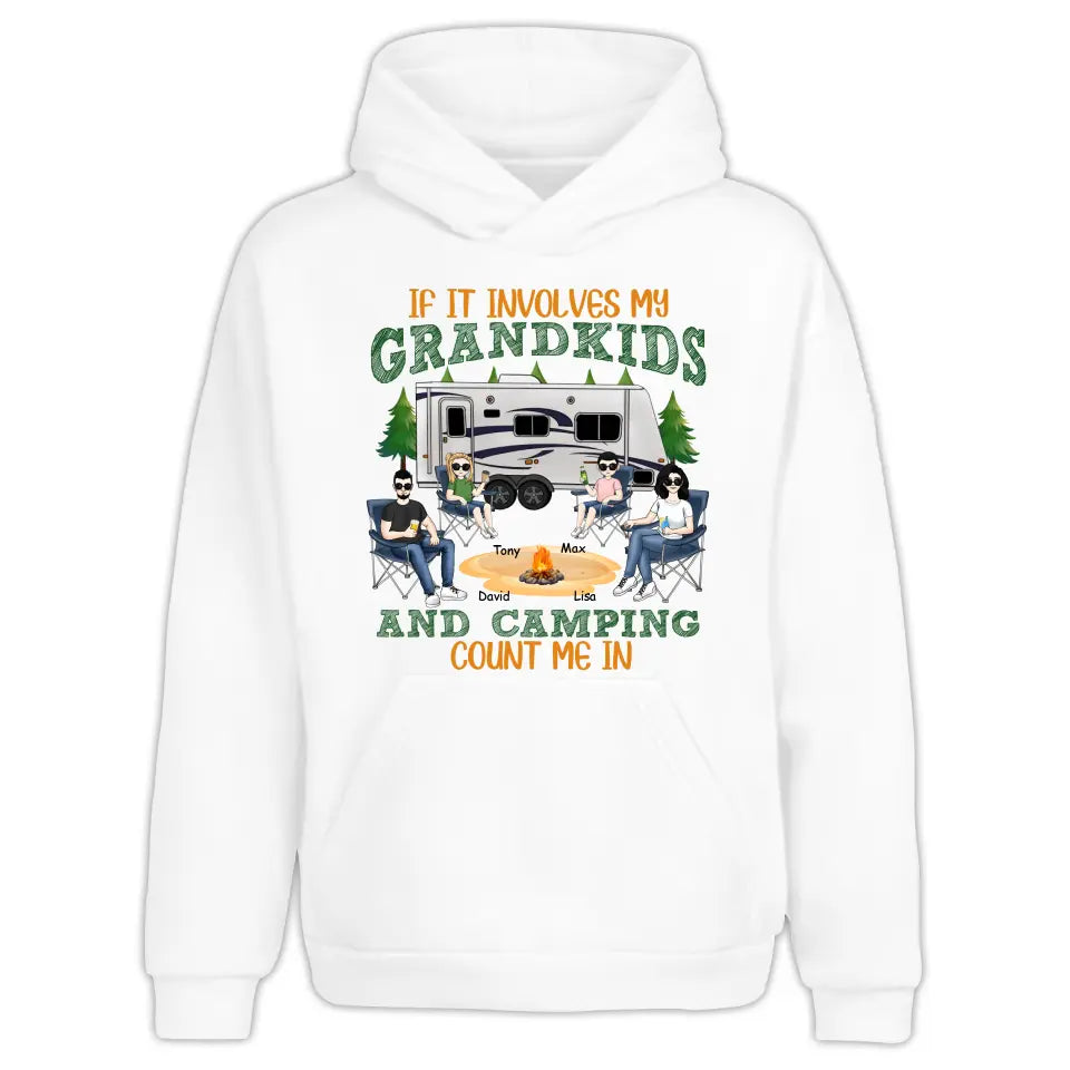 If It Involves My Grandkids And Camping Count Me In - Personalized T-Shirt, Gift For Camping Lover