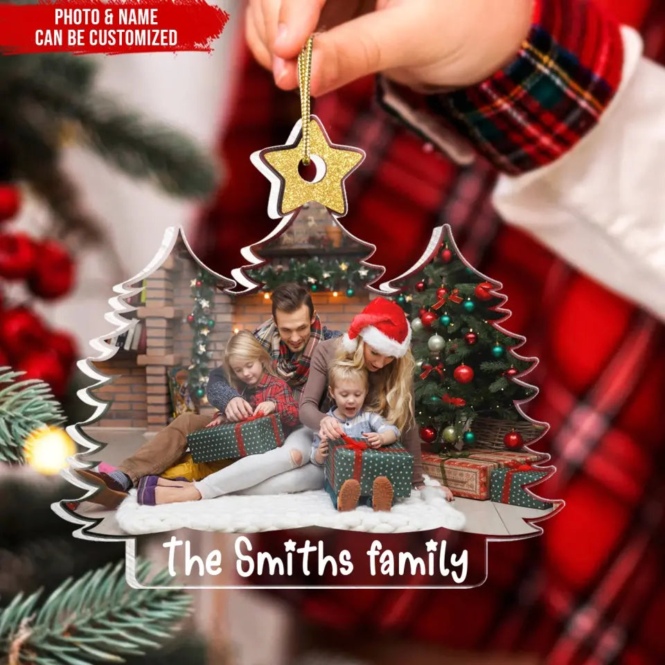 Family Custom Photo Christmas Tree - Personalized Acrylic Ornament, Christmas Gift For Family, Home Decor For Christmas - ORN298