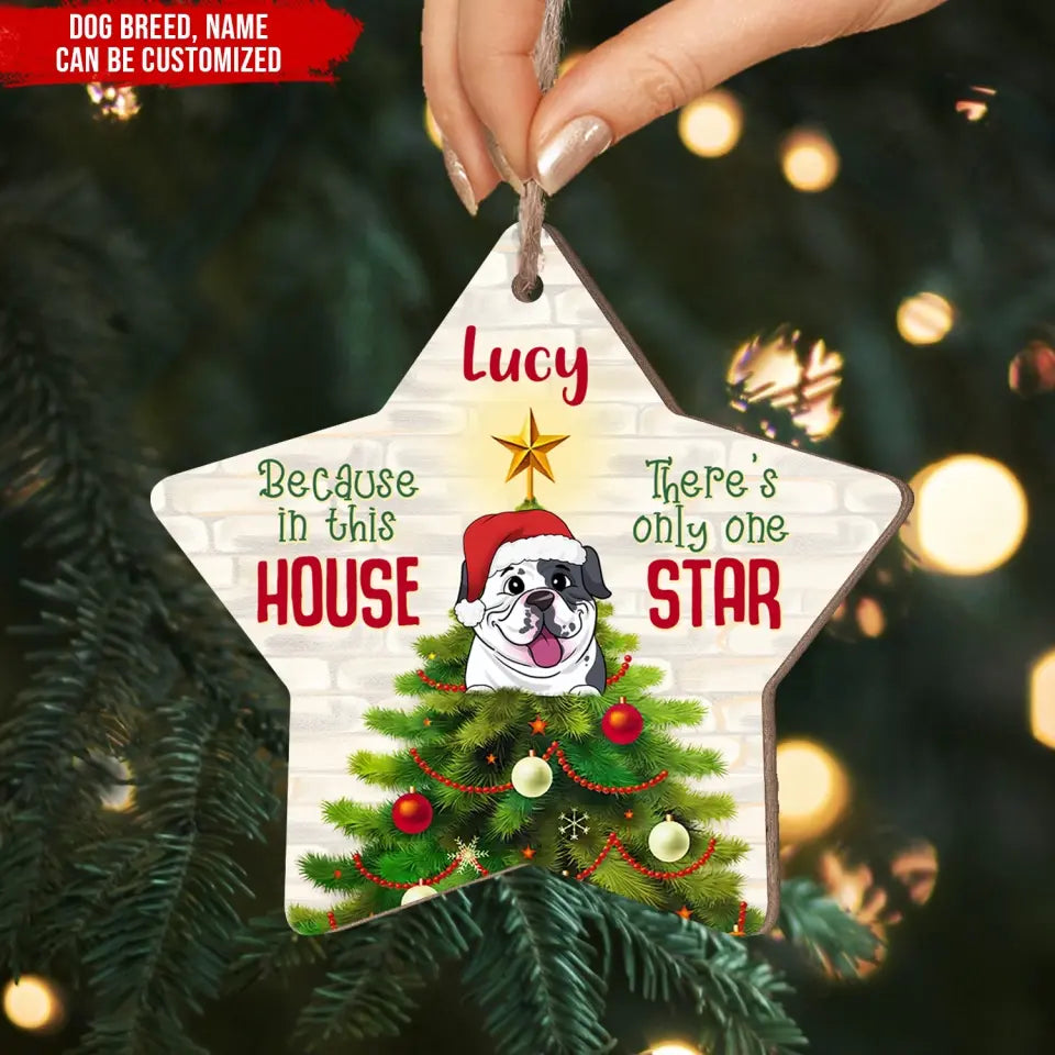 Because In This House There's Only One Star - Personalized Wooden Ornament, Gift For Dog Lovers, Dog Gift  - ORN297