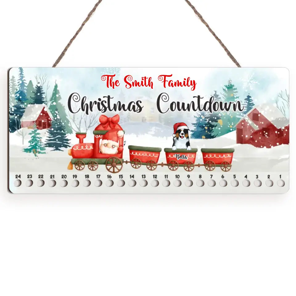 Personalized Christmas Candy Cane Countdown Wooden Sign, Custom Dog Christmas - Personalized Wood Sign, Gift For Dog Lover