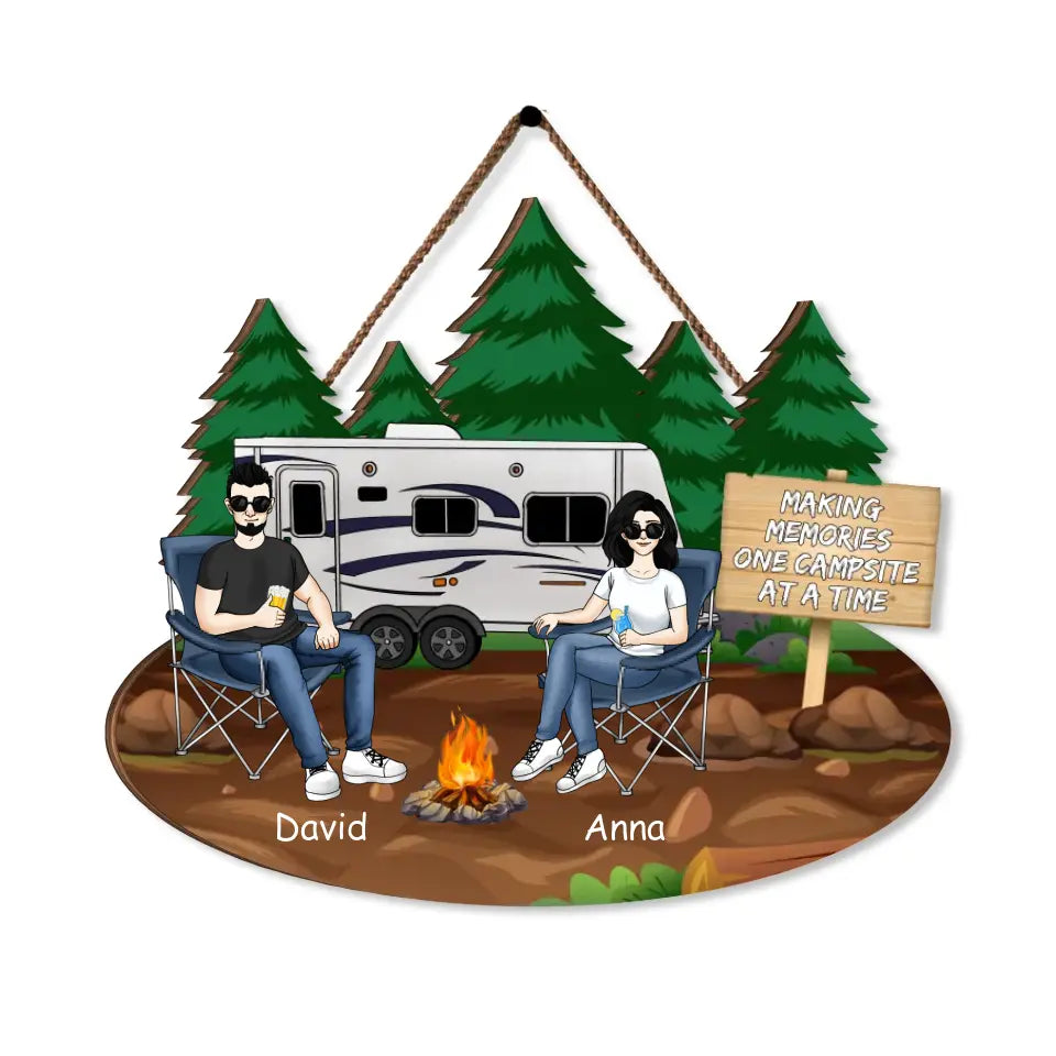 Making Memories On Campsite At A Time - Personalized Door Sign, Gift For Camping Lover