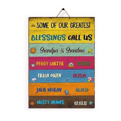 Grandparents Sign with Names, Grandchildren Sign with Name - Personalized 1 Layer Sign