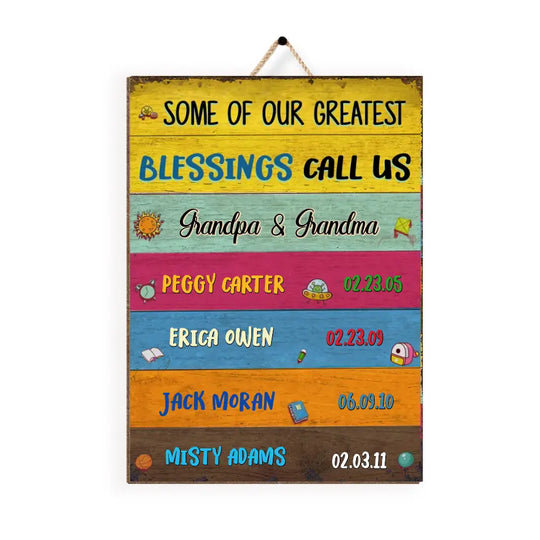 Grandparents Sign with Names, Grandchildren Sign with Name - Personalized 1 Layer Sign