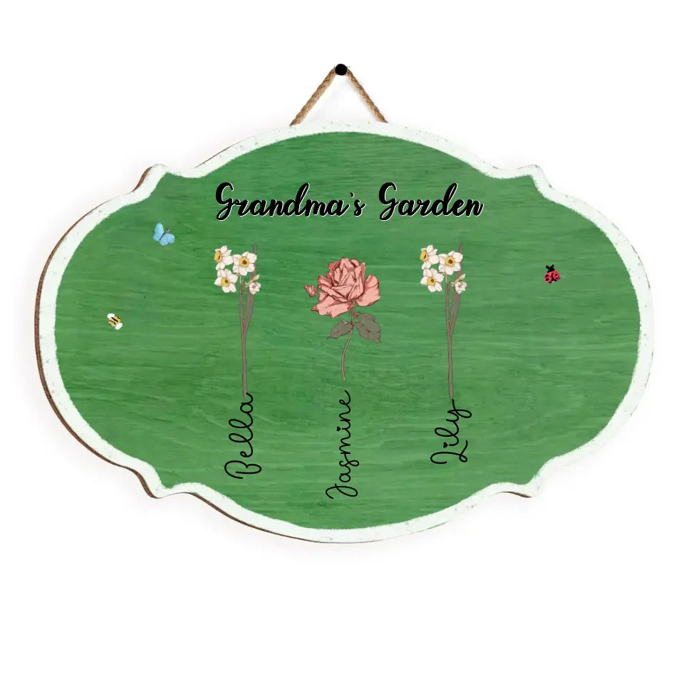 Grandma's Garden - Personalized Wooden Sign, Gift For Grandma, Grandparents