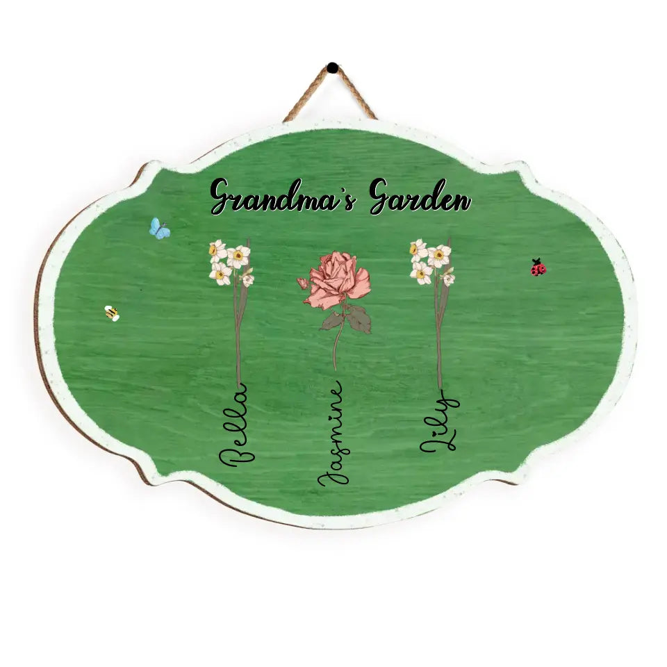 Grandma's Garden - Personalized Wooden Sign, Gift For Grandma, Grandparents