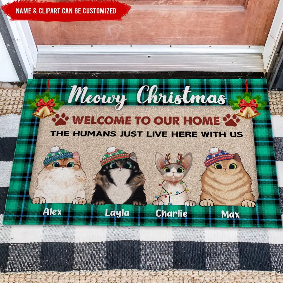 Welcome To Our Home - Personalized Doormat, Christmas Gift For Pet Lovers, Christmas Decoration, christmas doormat,christmas decor,christmas decoration, christmas doormat, christmas mat, christmas outdoor,valentine doormat, valentines decor, valentines day decor,personalized doormta,custom doormat, doormats, custom welcome mat, font door decor, dog, cat, dog lover, cat lover, christmas gift for dog lover, christmas gift for cat lover