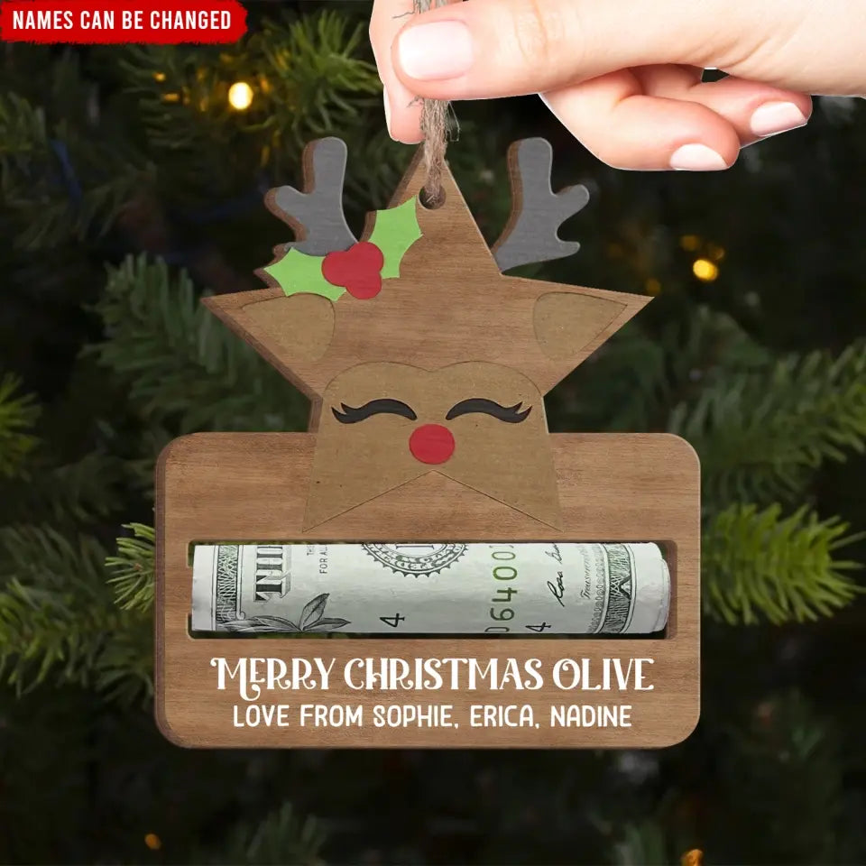 Merry Christmas Santa - Personalized Wooden Ornament, Money Holder Ornament, Christmas Gift For Kids - ORN309