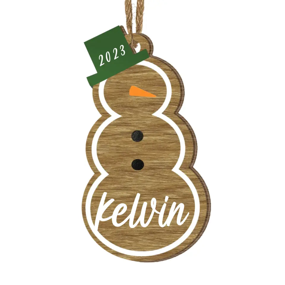 Snowman Christmas Custom Name - Personalized Wooden Ornament, Christmas Gift For Family - ORN307